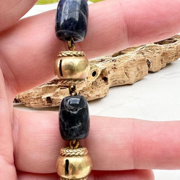 Iolite & 14K Gold Filled Bead Bracelet With Decorative Toggle Clasp - Picture 10 of 10